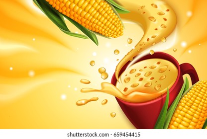 corn soup 3d illustration with special effect, can be used as design elements