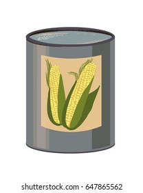 Corn soup design. Vector illustration. Canned food. Retro style.