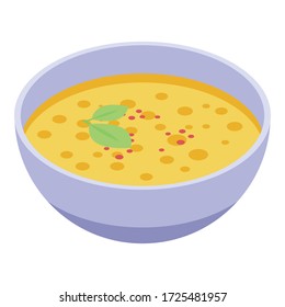 Symbol für Maissuppe. Isometrisch für das Vektorsymbol von Maissuppe für Web-Design isoliert auf weißem Hintergrund