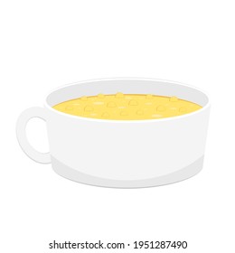 Corn soup vector. Corn soup in bowl.