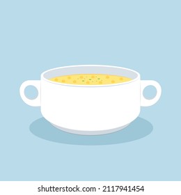 Corn Soup Vector. Corn Soup In Bowl.