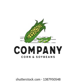 Corn and soybeans vintage logo design