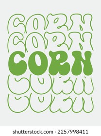Corn St. Patrick's Day word retro wavy repeat text Mirrored typographic art on white background