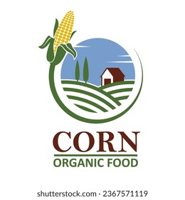 corn stalk emblem isolated on white background