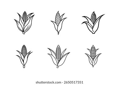 corn stalk icon line art vector illustration