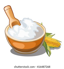 Corn starch isolated on white background. Vector cartoon close-up illustration.