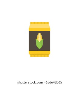 Corn starch in paper package, flat design icon