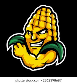 corn strong mascot logo illustration