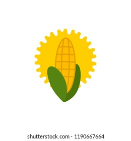 Corn and sun logo icon cartoon illustration