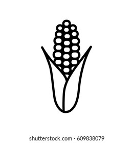 corn sweetcorn vegetable icon line black on white