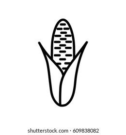 corn sweetcorn vegetable icon line black on white