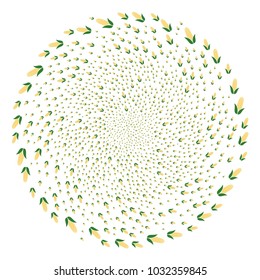 Corn swirl round cluster. Object centrifugal explosion designed from scatter corn symbols. Vector illustration style is flat iconic symbols.