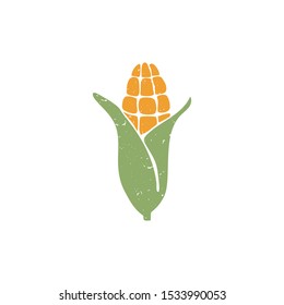 Corn symbol isolated on transparent background. Filled icon. Colorful pictogram original design. Vector illustration