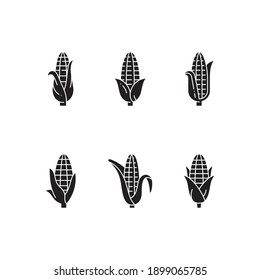 Corn Symbol Set Vector. Corn Silhouette Set Vector