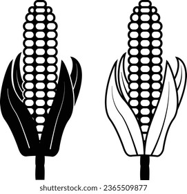 Vector de símbolo de maíz. Vector de silueta de maíz