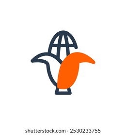 Corn for Thanksgiving Day Purpose Vector Icon