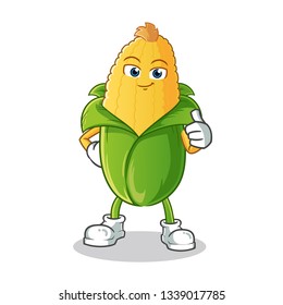corn thumbs up mascot vector cartoon illustration