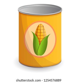 Corn tin can icon. Cartoon of corn tin can vector icon for web design isolated on white background