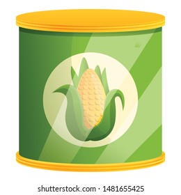Corn tin can icon. Cartoon of corn tin can vector icon for web design isolated on white background