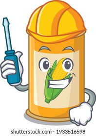 Corn tin caricature design concept worked as an automotive