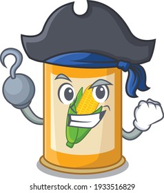 Maiszinnkartoon-Design in Piratenfigur mit einer Hakenhand