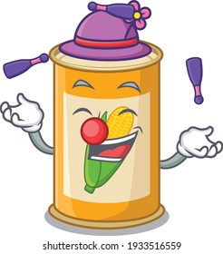 A corn tin cartoon design style succeed playing juggling