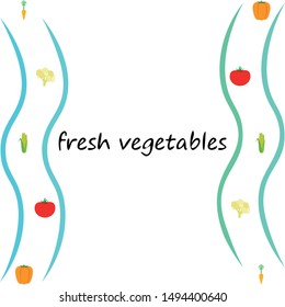 Corn, tomato, pepper, carrot, cauliflower. Organic food poster. Farmer market design. Vector background.