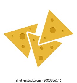 Corn tortilla chips flat color icon for apps and websites