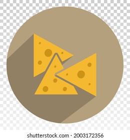 Corn tortilla chips flat icon isolated on round background