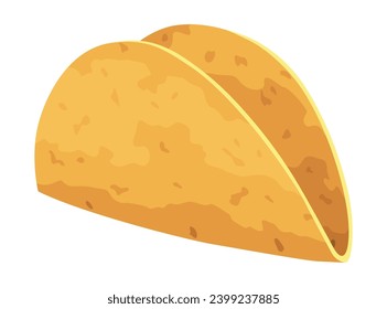 Corn tortilla as taco ingredients. Roasted lavash, pita bread. Delicious snack, taco sandwich. Isolated on white background