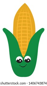 Corn is used to refer to crops such as wheat, maize, oat, and barley., vector, color drawing or illustration. 