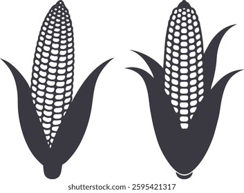 Corn vector art, Hand drawn corn cob silhouette, Vector of corn cob art design