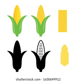 corn vector black icon and illustration on white