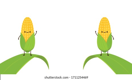 Corn vector. Corn character design. Corn on white background.