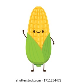 Corn vector. Corn character design. Corn on white background.