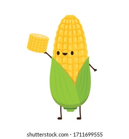 Corn vector. Corn character design. Corn on white background.