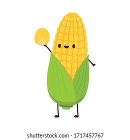 Corn vector. Corn character design. Corn on white background. Corn kernel vector.