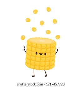 Corn vector. Corn character design. Corn on white background. Corn kernel vector.