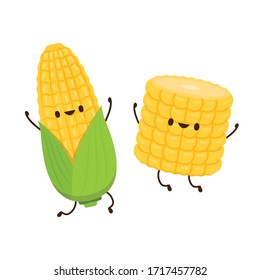 Corn vector. Corn character design. Corn on white background.
