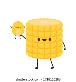 Corn vector. Corn character design. Corn on white background. Corn kernel vector.