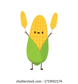 Corn vector. Corn character design. Corn vector on white background.