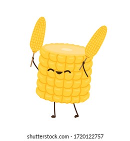 Corn vector. Corn character design. Corn vector on white background.
