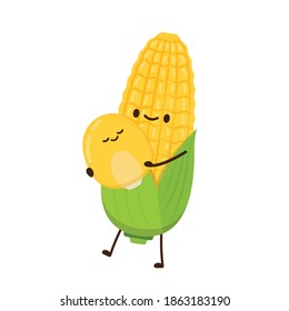 Corn vector. Corn character design. Corn on white background.
