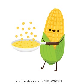 Corn vector. Corn character design. Corn on white background.