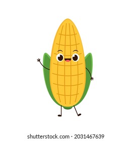 Vector de maíz. Diseño de caracteres de maíz. Maíz sobre fondo blanco. Vector de núcleo de maíz.