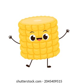 Corn vector. Corn character design. Corn on white background. Corn kernel vector.