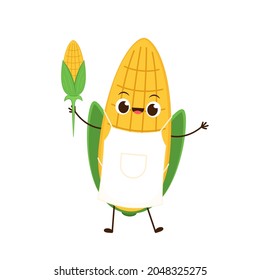 Corn vector. Corn character design. Corn on white background. Corn kernel vector.