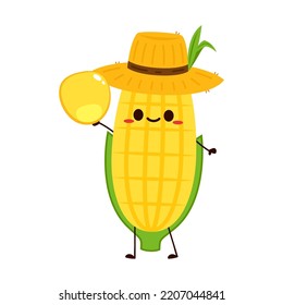 Corn vector. Corn character design. Corn on white background. Corn kernel vector.