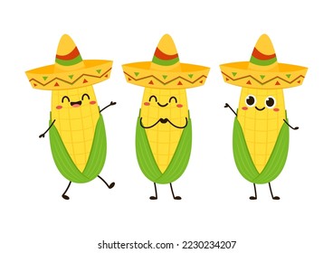 Corn vector. Corn character design. Corn on white background.