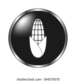 Corn - vector icon; black button